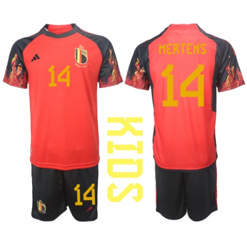Fotballdrakt Barn Belgia Dries Mertens #14 Hjemmedraktsett VM 2022 Kortermet (+ Korte bukser)